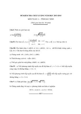 Ðề kiểm tra chất lượng năm học 2013-2014 môn Toán 11 Tỉnh Bắc Ninh